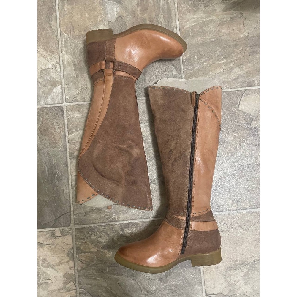 Roan Bed Stu Karolus Riding Boots Womens 6.5 Pecan Leather Harness Moto Side Zip - Picture 2 of 13